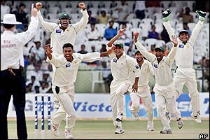 Pakistan's players celebrate beating India