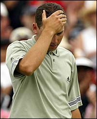 Sergio Garcia shows his frustration