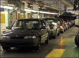 Rover car production line at Longbridge in 1993