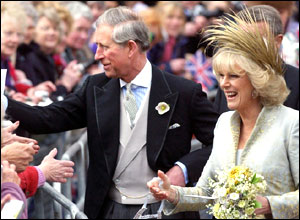 Prince Charles and Camilla with crowds