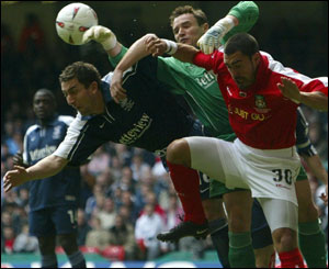 Action from the Wrexham v Southend match