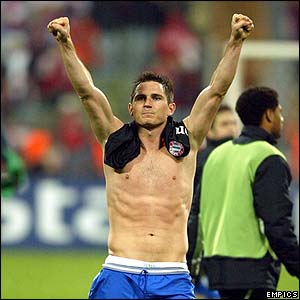 Frank Lampard celebrates victory over Bayern Munich