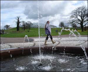 Denize McIntyre's daughter Anna striding out, at the National Botanic Garden at Llanarthne
