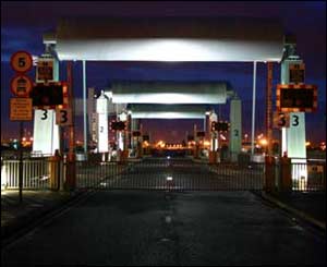 The lock gates on the Cardiff Bay barrage at the Penarth end, sent in by Kath Wragg