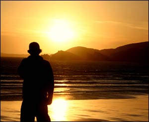 Chris Talbot from Haverfordwest took this sunset shot of a friend at Newgale beach