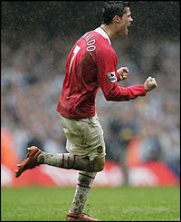 The young Portugese star celebrates his strike