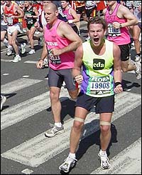 David Cox catches his friend Dom Boon celebrating 