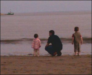 Sarah Elliott sent this picture of her partner and two children enjoying the sunshine on Barry Island