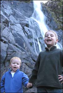 Mike Roberts' two sons Ethan and Cole on a day out at Aber Falls 