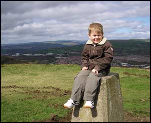 Philip Mansell sent this picture of his son on the summit of Caerphilly Common with Pontypridd and Treforest in the background