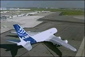 A380 on the runway, soon before takeoff