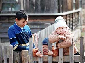 Children in the village of Krasny Yar