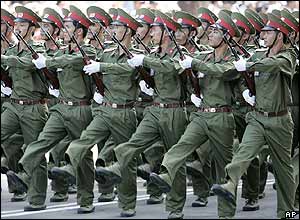 Vietnamese soldiers on parade in Ho Chi Minh City