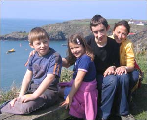 Joseff, Elen, Sion and Geraldine in the Pembrokeshire spring sunshine, sent in by Brian