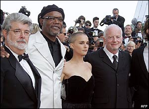 George Lucas, Samuel L Jackson, Natalie Portman and Ian McDiarmid