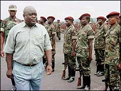 Laurent Kabila inspects the army
