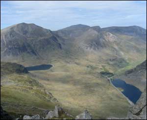 The view over Ogwen Valley from Tryfan, as taken by Janice Edwards 