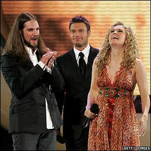 Bo Bice, Ryan Seacrest and Carrie Underwood