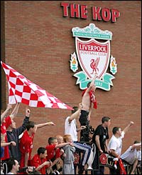 Liverpool fans outside Anfield