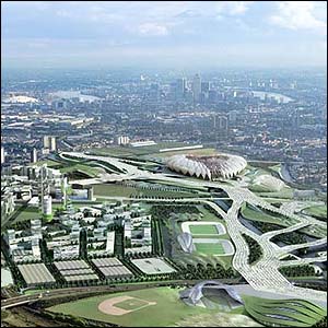An image of how London's 2012 Olympic Park would look