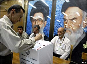 Man voting at Tehran polling station
