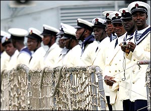 Nigerian sailors onboard NNS Aradu