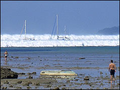Wave hits Hat Rai Lay Beach in Thailand