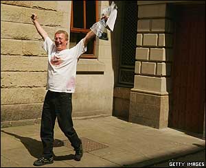 Protester leaves court