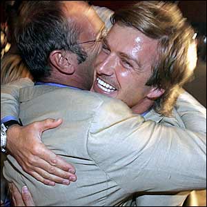  England football captain David Beckham reacts to IOC president Jacques Rogge's announcement