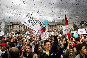 Trafalgar Square erupts at the announcement