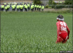 Protester in field