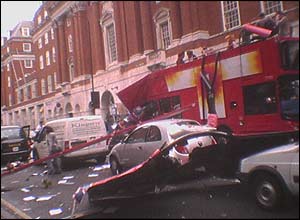 Aftermath of Tavistock Square bus blast