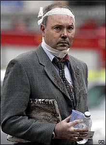 The walking wounded are treated at the London Hilton Metropole on Edgware Road 
