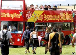 Protesters leave the eco-campsite in Stirling 
