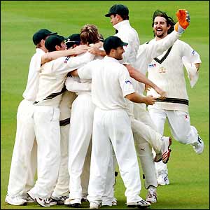 Australia's players celebrate first Test victory at Lord's