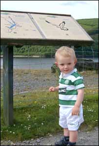 Matt Evans' son Connor reading up about Llyn Brianne 