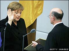 Angela Merkel being sworn in as chancellor 