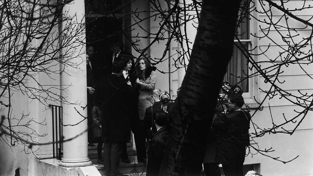 Newly weds Paul and Linda outside their St John's Wood home, 1969