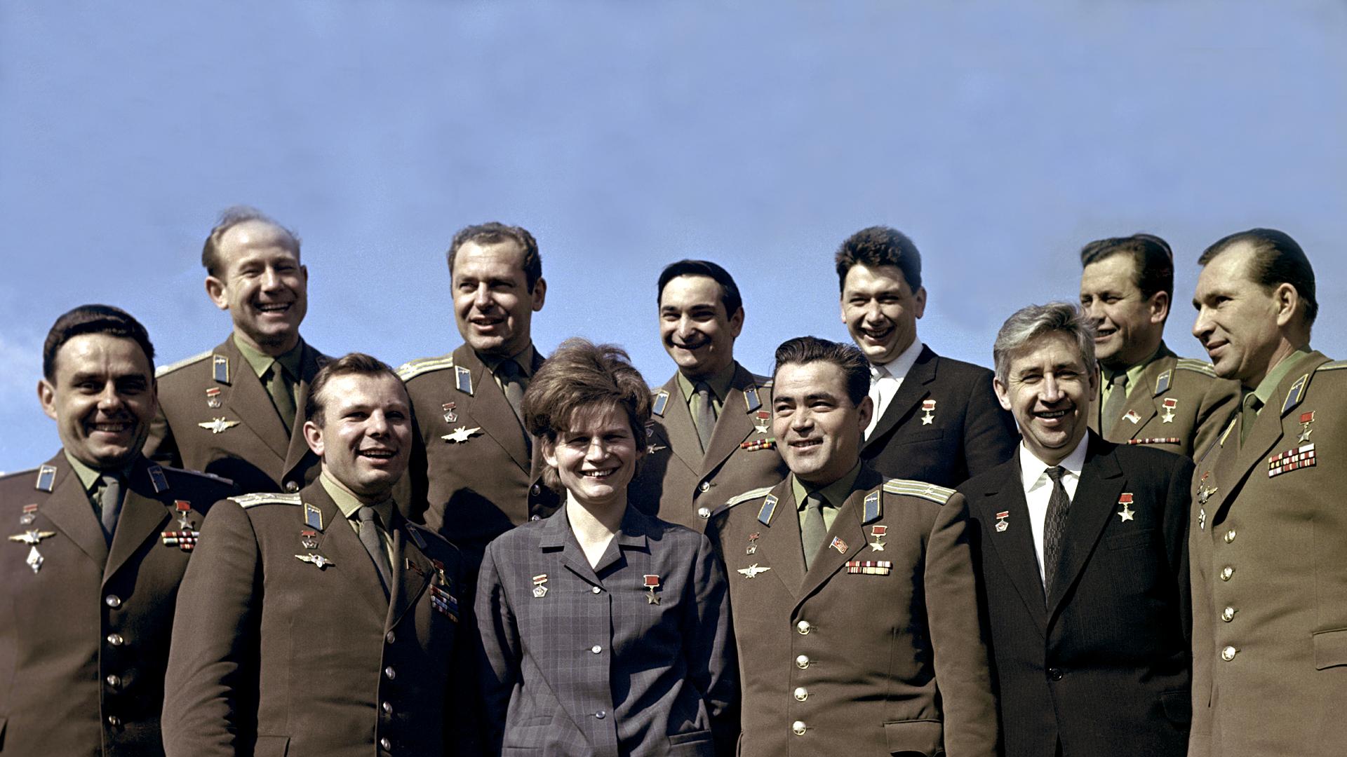 Alexei Leonov (top left) with other Vostok and Voskhod crew members