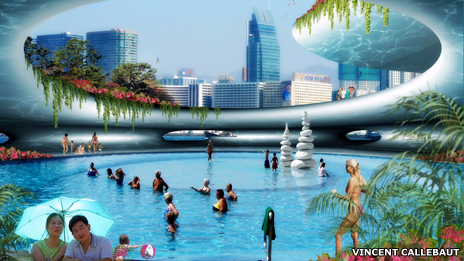 An urban swimming pool