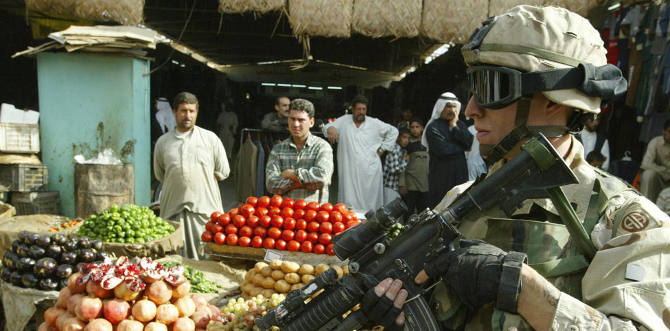 Introduction image: Soldier in a market