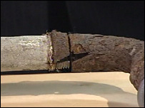 Part of the pipe below ground, showing cracks