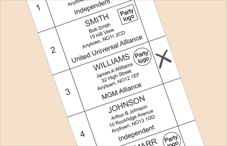  A crossed off ballot paper