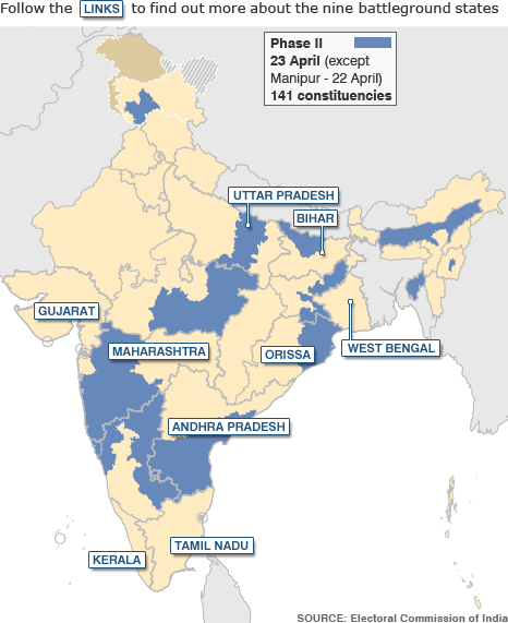 India election map, voting phase 2
