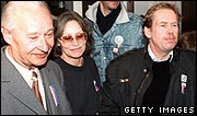 Czech dissident playwright Vaclav Havel and former Czechoslovak leader Alexander Dubcek