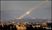 Katyusha rockets are fired from southern Lebanon into Israel in August 2006