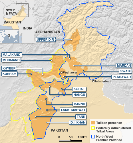 Areas with taleban presence