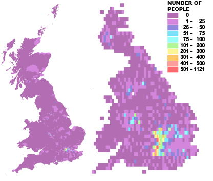 Concentrations of people born in Afghanistan