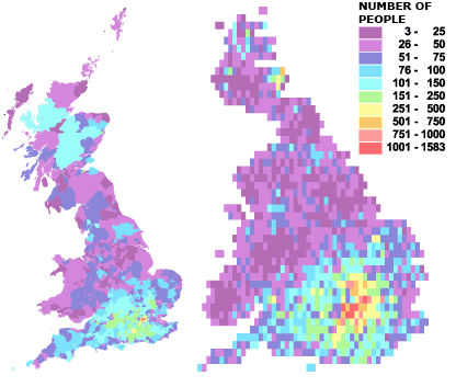 Concentrations of people born in Australia