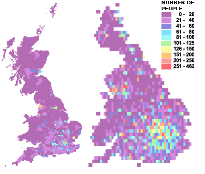 Concentrations of people born in China